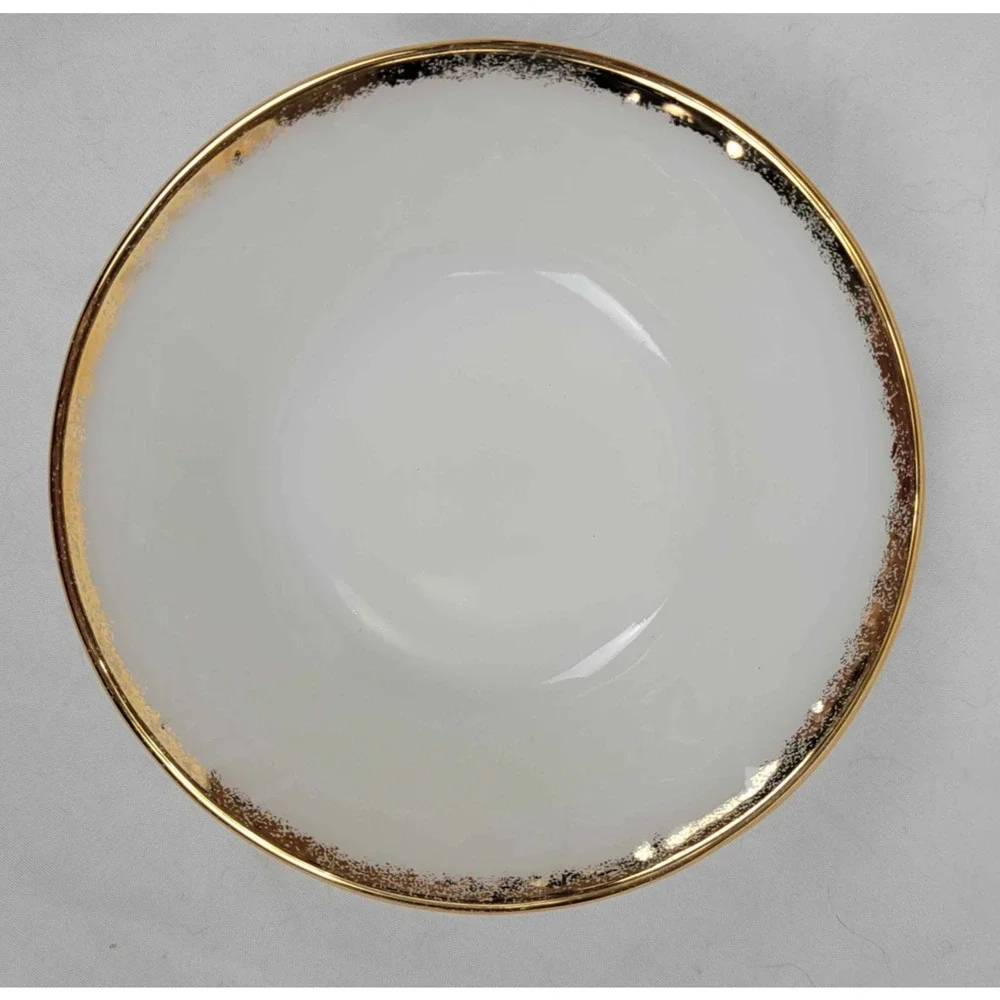 Vintage Oven Fire-King Ware White Porcelain Shallow Bowl